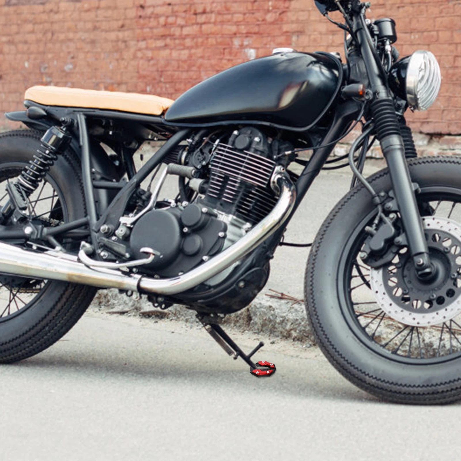 

Motorcycle Kickstand Enlarger Pad Red Heavy Duty Foot Side Stand Extension Support for Stability on Soft Ground