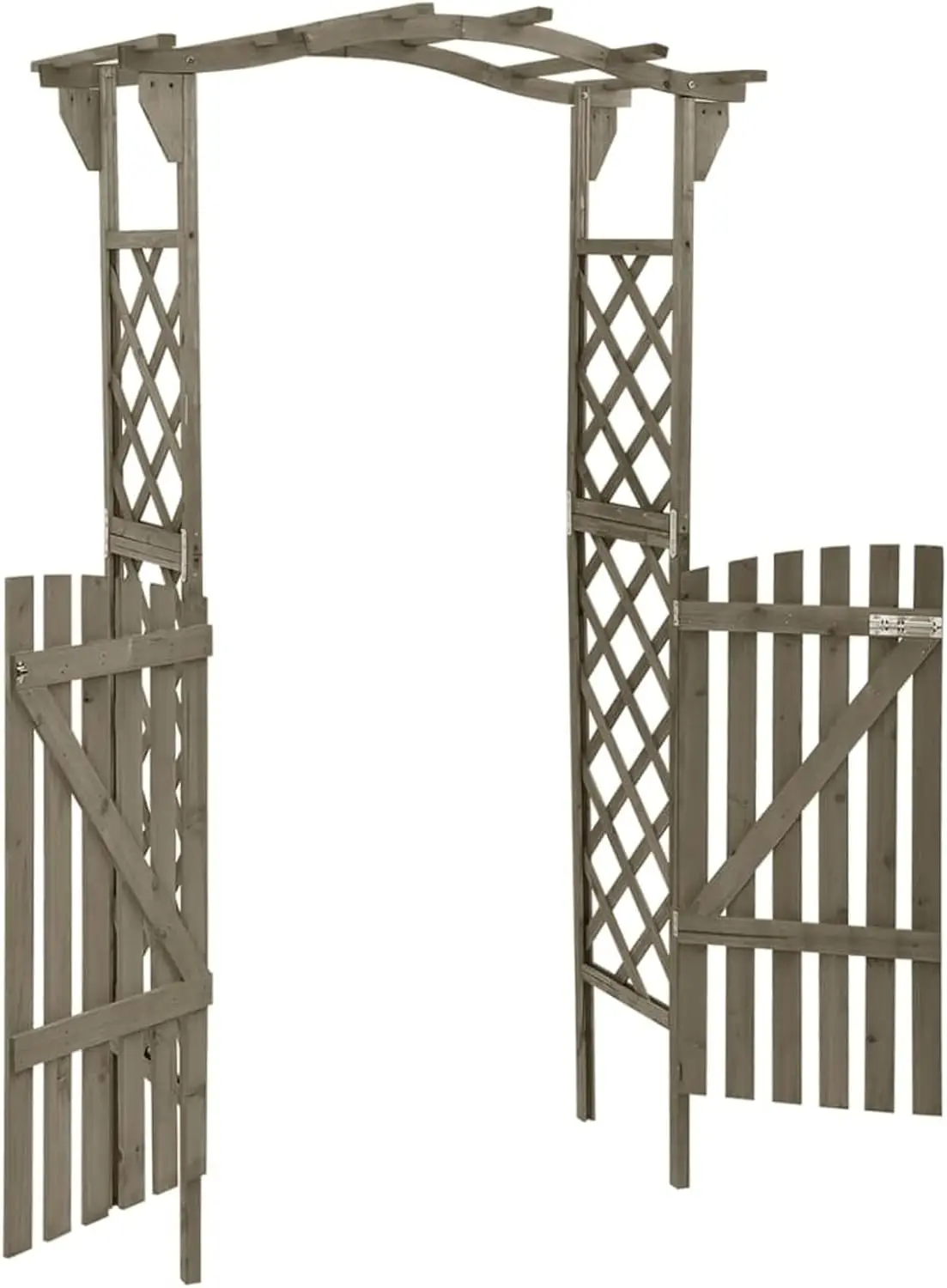 Garden Arch Arbor Trellis with Gate, Pergola Planter Plant Support Archway for Climbing Raised Bed, Garden Arch Wedding Party De