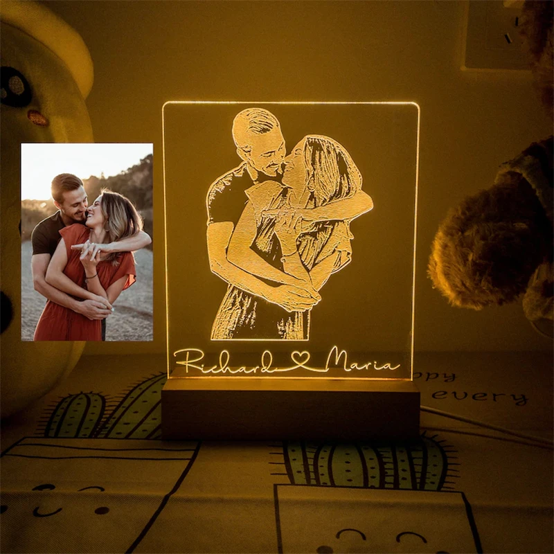 Personalized Gift Customized 3D Photo Lamp for Valentine's Day , Birthday Night Light 7 Color 3D Lamp Custom Photo & Text Lamps