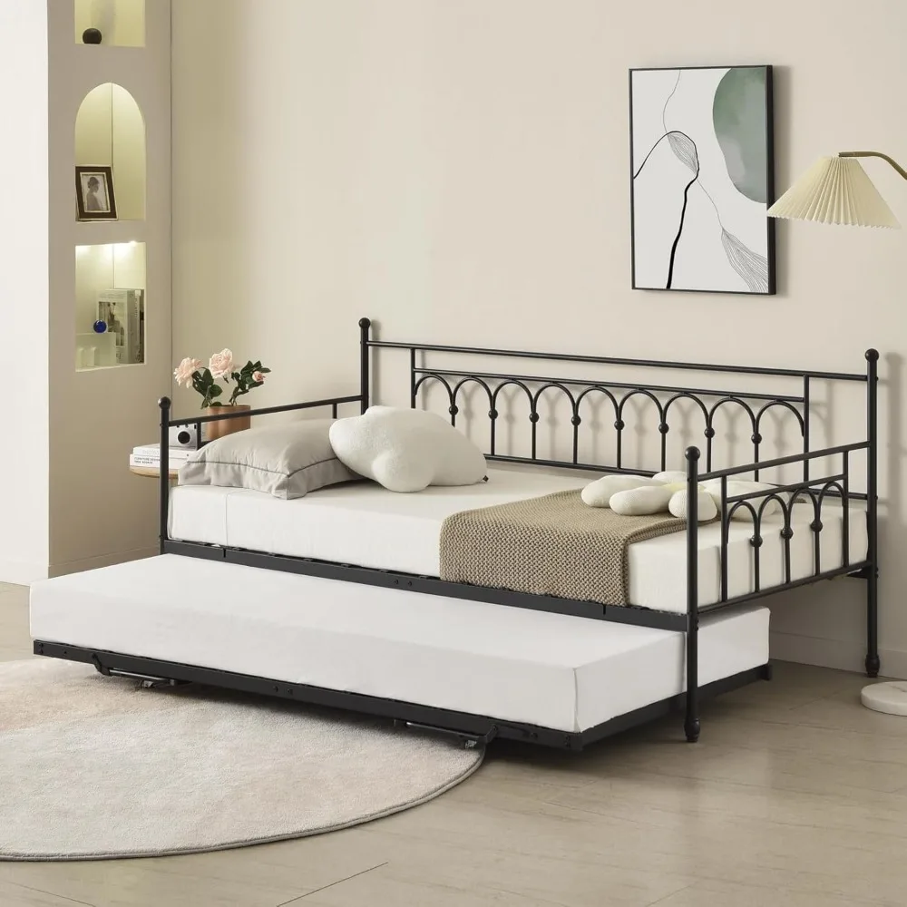 سرير نهاري مزدوج مع سرير دولاب مزدوج، سرير نهاري معدني بحجم مزدوج، سرير نهاري موفر للمساحة مع إطار سرير منبثق