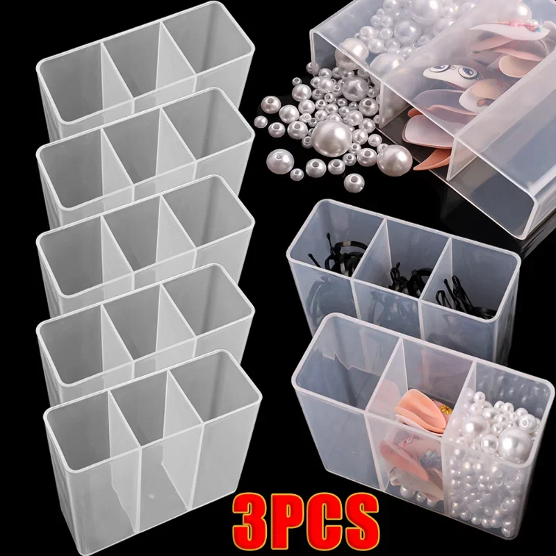 3Grids Storage Box Transparent Wall-mounted Jewelry Packaging Container Self-adhesive Boxes for Jewelry Home Organizer Supplies