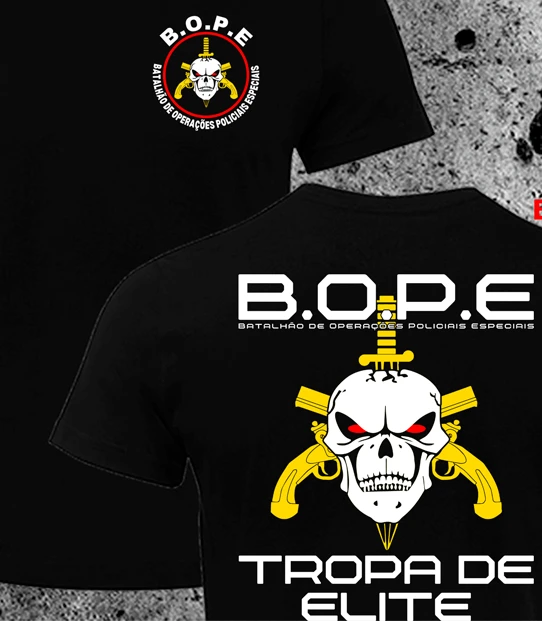 تي شيرت BOPE Tropa De Elite البرازيل الخاص لقوات النخبة بأكمام قصيرة كاجوال 100% قطن