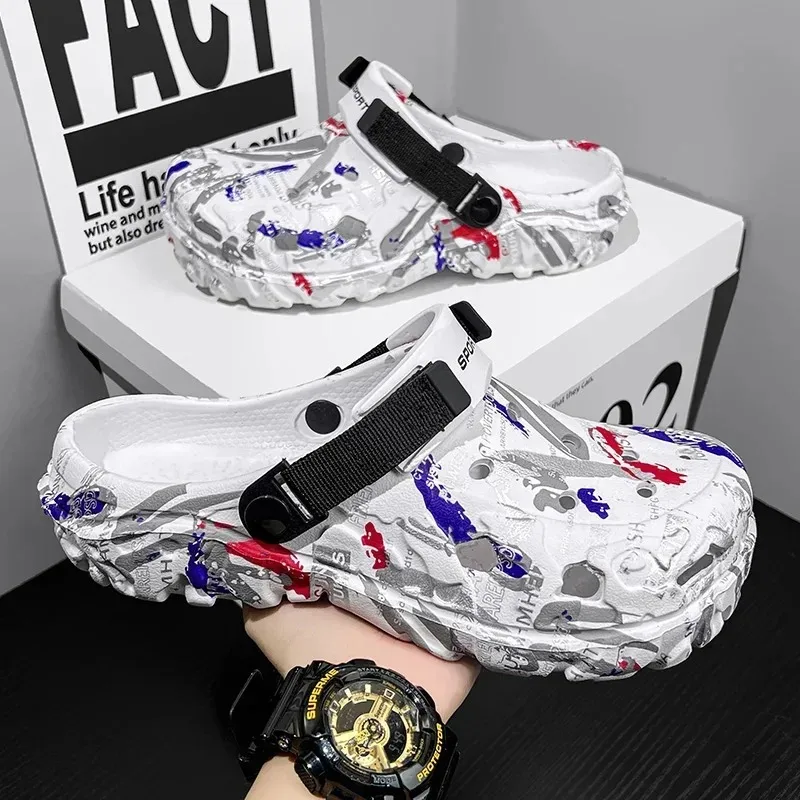 1Pair Plus Size 48 49 Men Breathable Summer Clogs Sandals Outdoor Garden Water Shoes Casual Home Comfort Soft Slippers