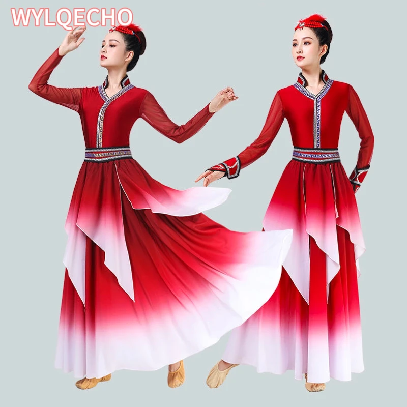 Mongoolse danskostuum grote schommelrok nationale stijl vintage jurk Tibetaanse prestatiekleding professionele oefenkleding