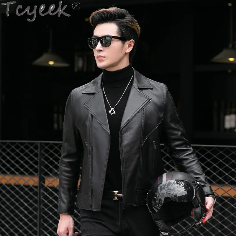 Tcyeek Genuine Leather Jacket Men 2024 Real Sheepskin Coat Spring Autumn Clothes Mens Motocycle Jackets Trendy Jaqueta De Couro