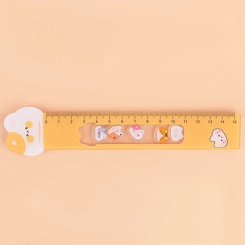 15/20cm Cartoon Stationery Straight Ruler Cute Animals Rocking Ruler Plastic Ruler Drawing Tool Student School Office Supplies