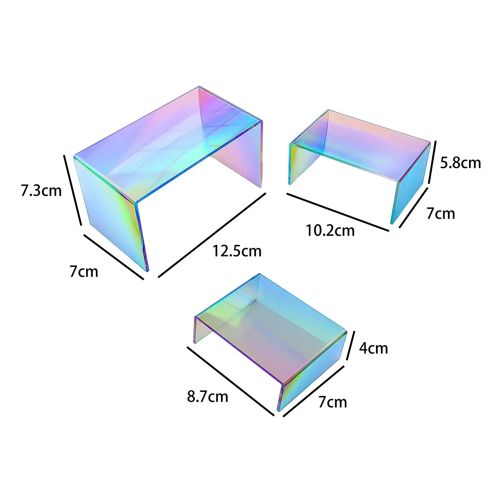 3x Acrylic Display Stand Rainbow Color Storage Rack Jewelry Shelf Product Stand for Buffets Retail Shoe Organizer Conutertop