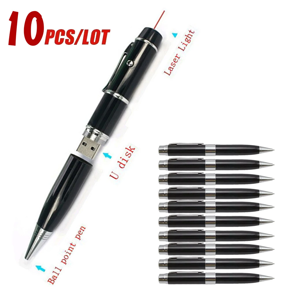 

10PCS/lot Metal Ball Laser Pen 8GB USB Flash Drive 16GB Memory Stick 64GB 32GB High Speed Graduation Gift Pen Drive 128GB