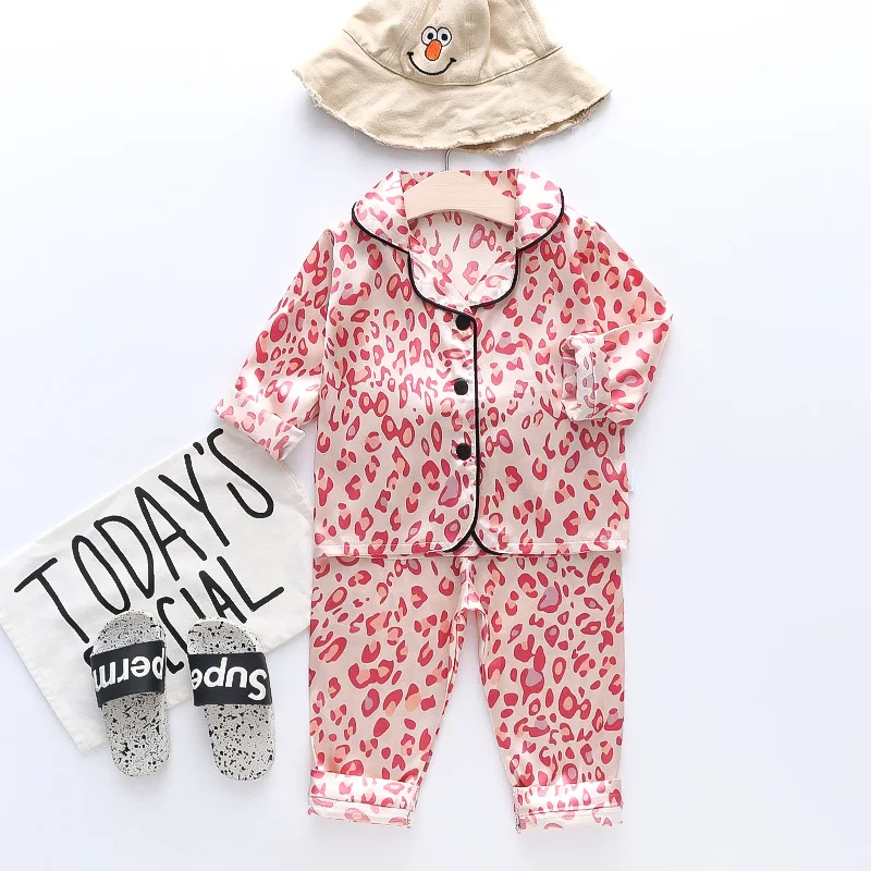 Seiden-Satin-Pyjama-Sets für Kleinkinder, Cartoon-Pyjamas für Kinder, Jungen-Schlafanzug, Baby-Schlafanzug, Mädchen-Freizeitkleidung für Zuhause, Jungen-Loungewear – Detail 23