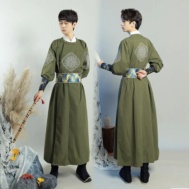 

Fashion Tang Ming Dynasty Hanfu Male Modern China Traditional Embroidery Unisex Women Men Round Neck Robe Chinese