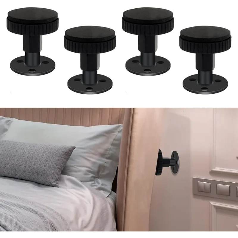 

4PCS Headboard Stoppers Black Adjustable Bed Frame Anti-Shake for Wall Beds Sofas