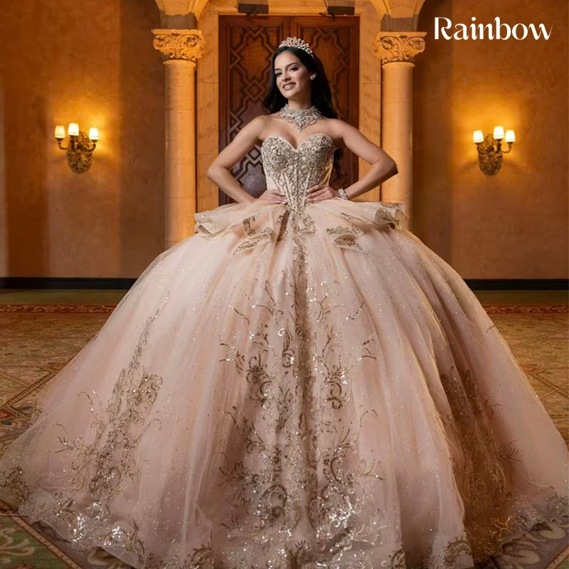 

Off The Shoulder Quinceneara Dress Ruffled Organza With Embroidered Lace Prom Party Gown Sleeveless Customized Vestido De Noche