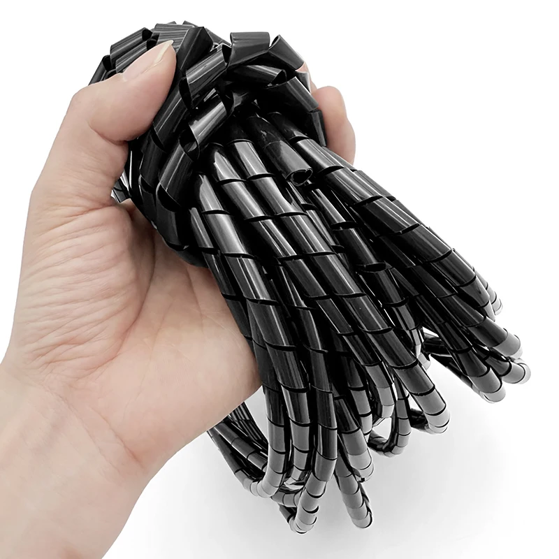 Cable Sleeve Winding Pipe Spiral Wrapping Transparent/Black Wire Organizer Sheath Tube 4-30MM Plastic Tape Management Protector