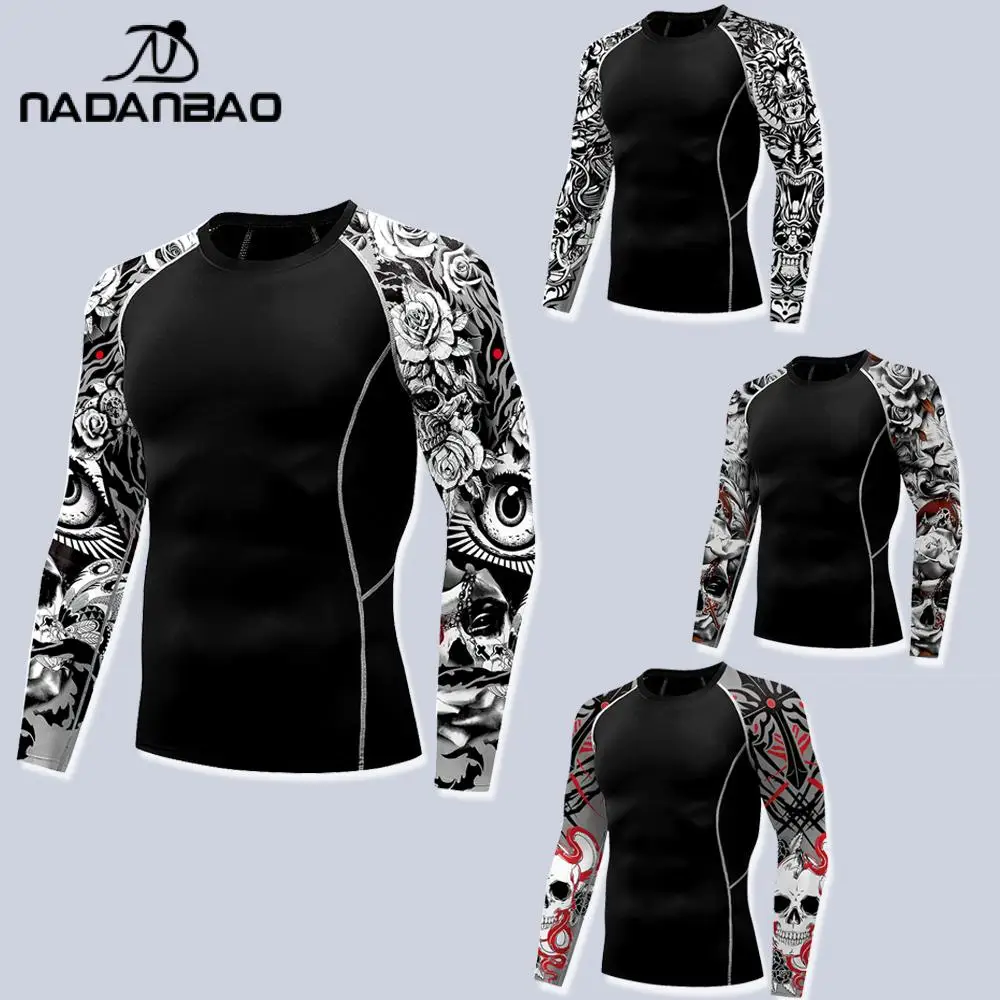 

Nadanbao Surfing Clothes Swimsuit for Men Water Sport Long Sleeve T-Shirt Snorkeling Fitness Bodysuit Swimwear Beach Gym Top