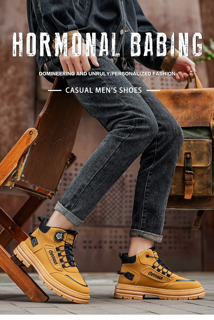 Herren-High-Top-Stiefel, Stofffutter für hohen Komfort, geeignet für Outdoor-Sportarten und den täglichen Gebrauch. – Detail 1