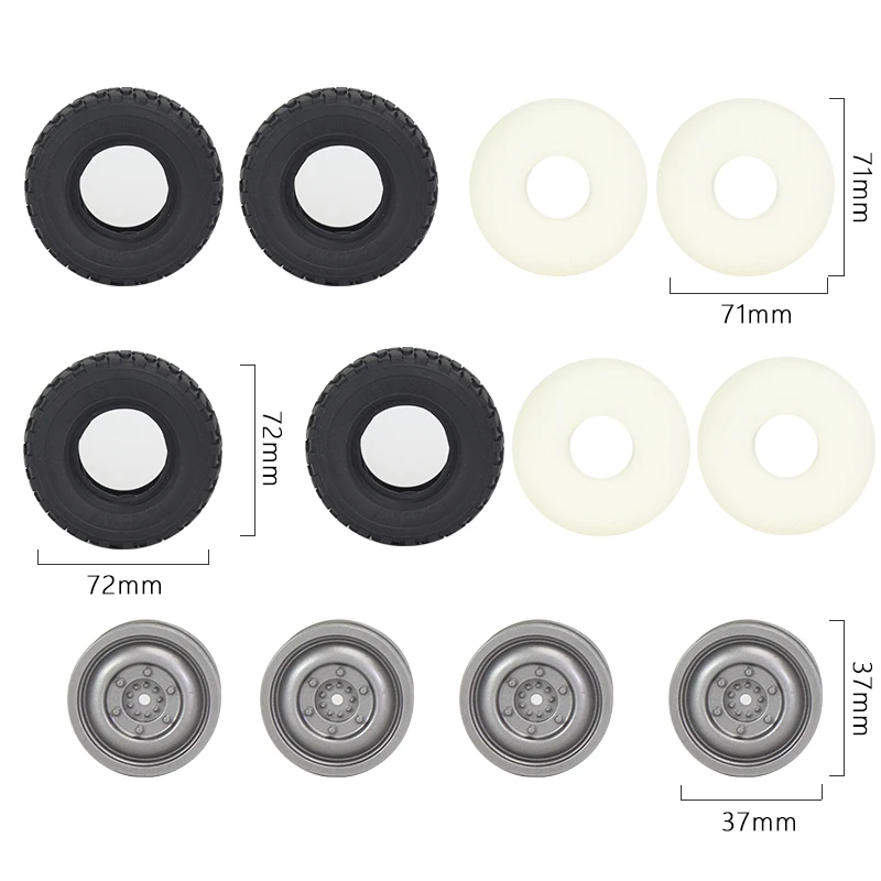 4pcs 72mm Soft Tire Wheel for MN D90 MN98 MN99S WPL C14 C24 C34 B14 B24 LDRC P06 RC Car Upgrade Parts Accessories