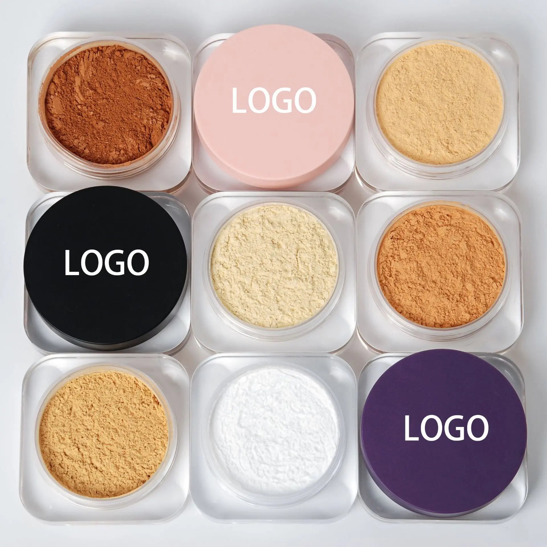 Benutzer definierte Logo lose Einstellung Pulver matt Öl Kontrolle langlebige lose Puder eigene Marke Gesicht Make-up wasserdicht Mineral 5 stücke