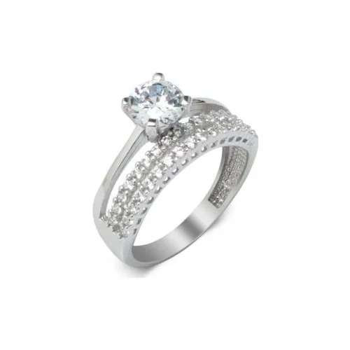 Moment Ring 2 Row Half Round Solitaire Model Women 'S Ring