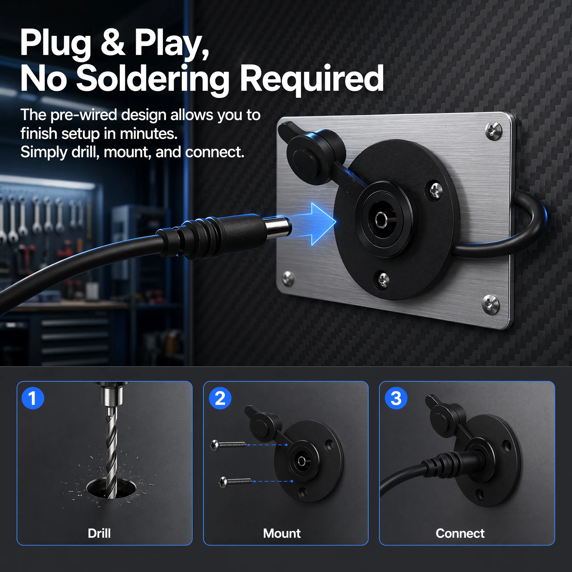 For Starlink Mini Passthrough Wall Socket DC Female to Male Silicone Plug Cover Round Panel Socket +30cm Cable