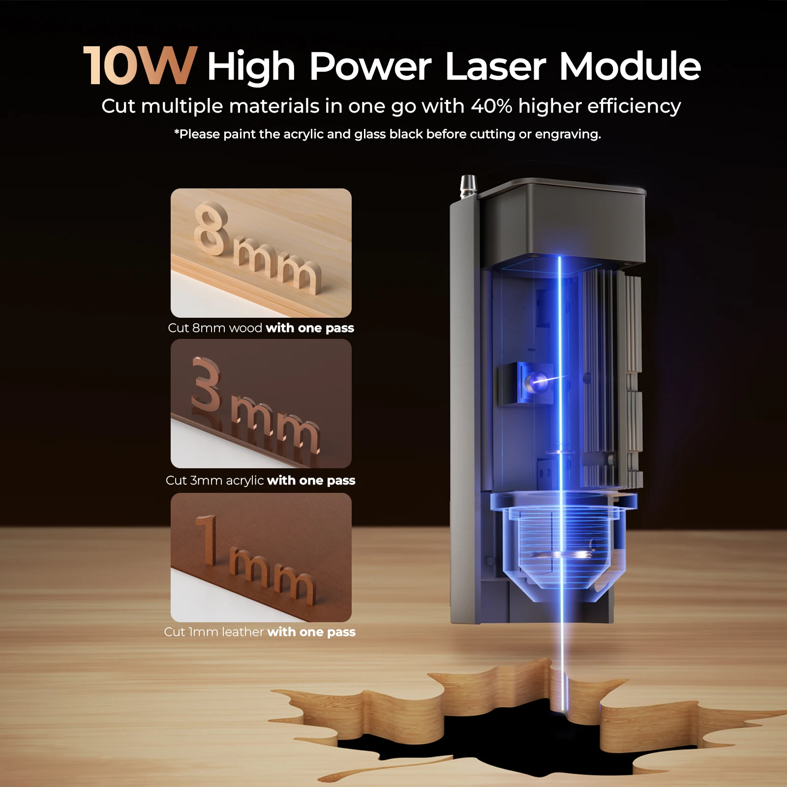 LOKLiK iEngrave-grabador láser de 10W, máquina de grabado con corte láser artesanal, grabado de logotipo, madera pintada, Metal, acrílico, vidrio y cuero