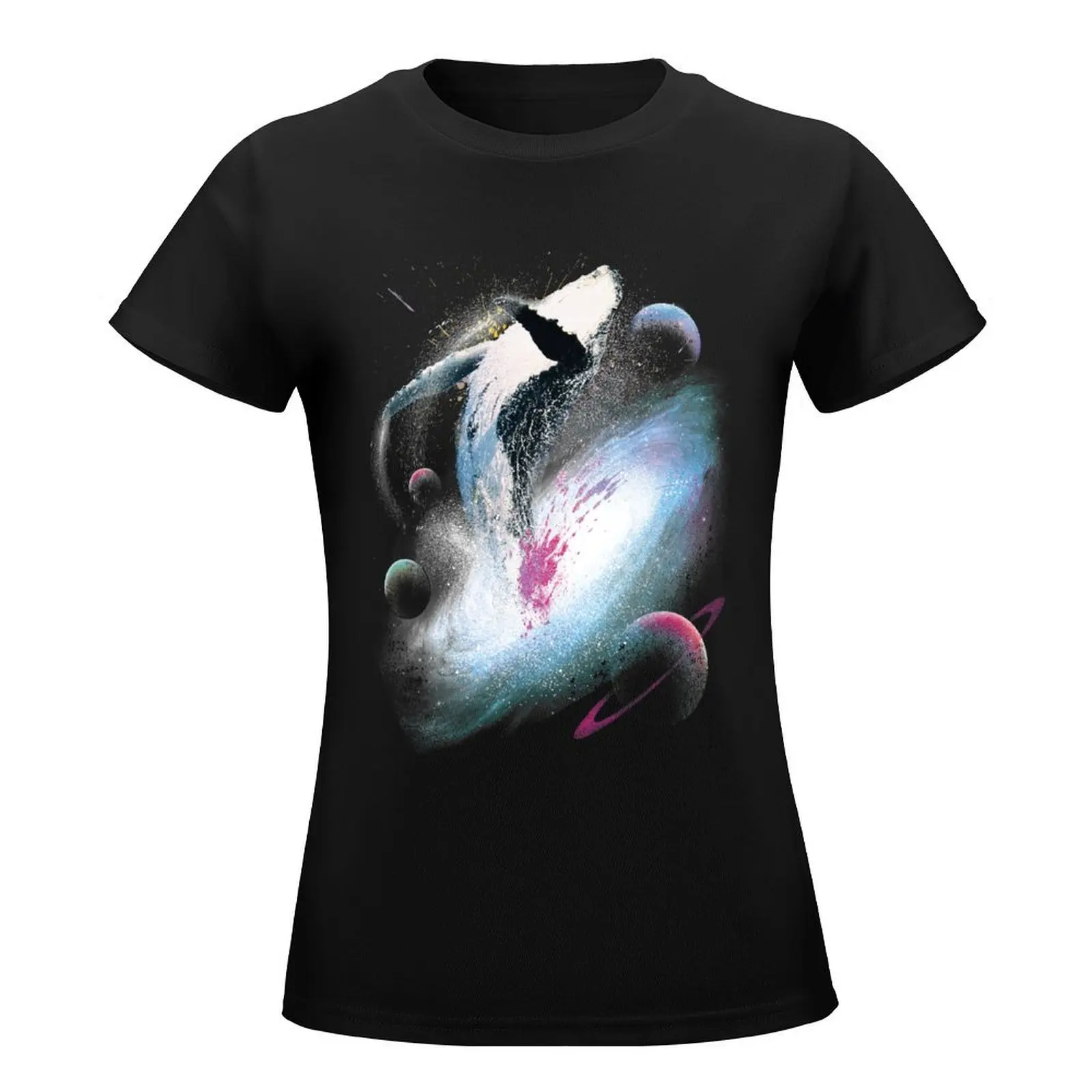 Space Whale TShirt Funny surreal Whale jumping out of a Galaxy T-Shirt cute tops summer clothes clothes for woman