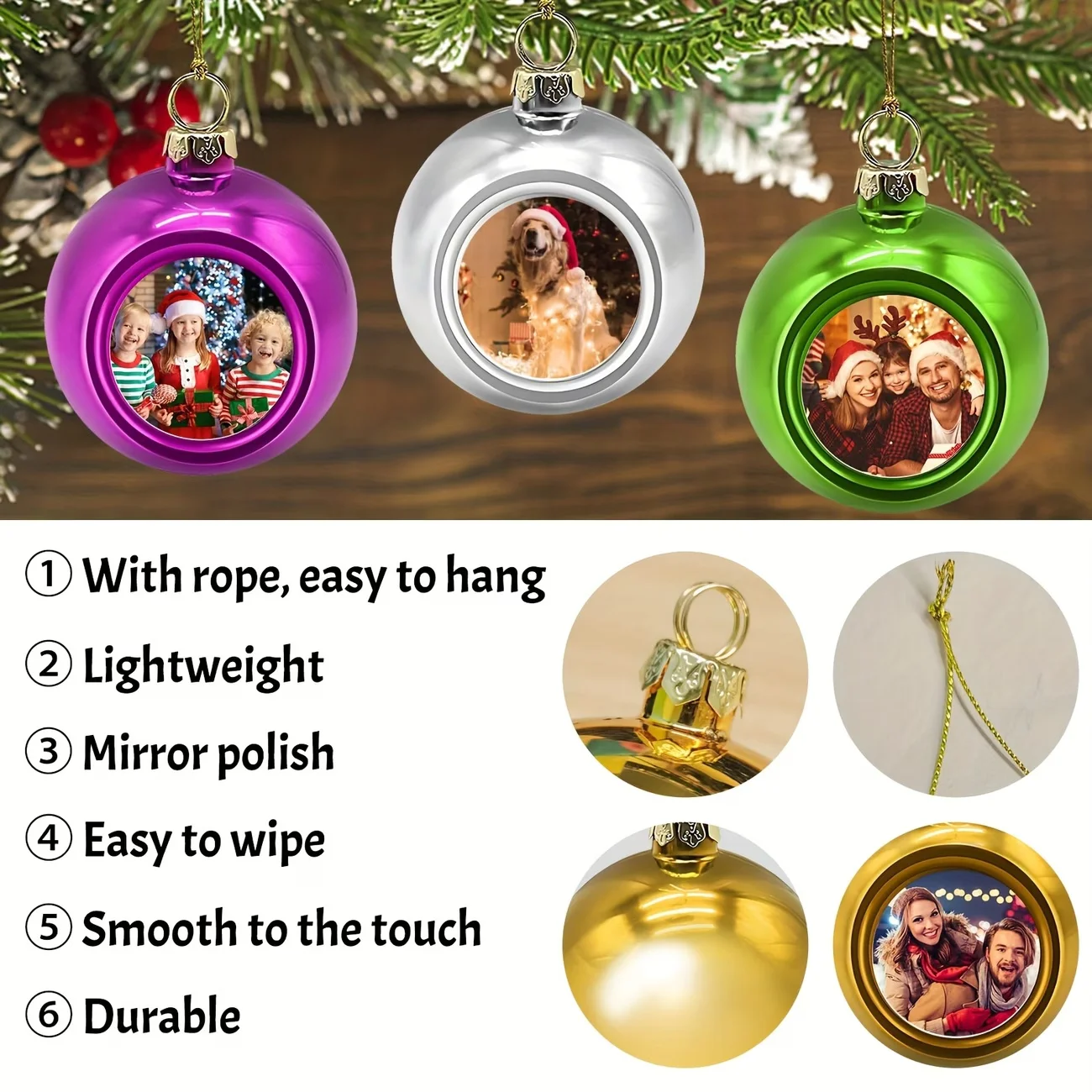 Custom Photo Christmas Ornaments, DIY Personalized Christmas Balls, Custom Xmas Gifts for Home & Christmas Tree Decorations - view 6