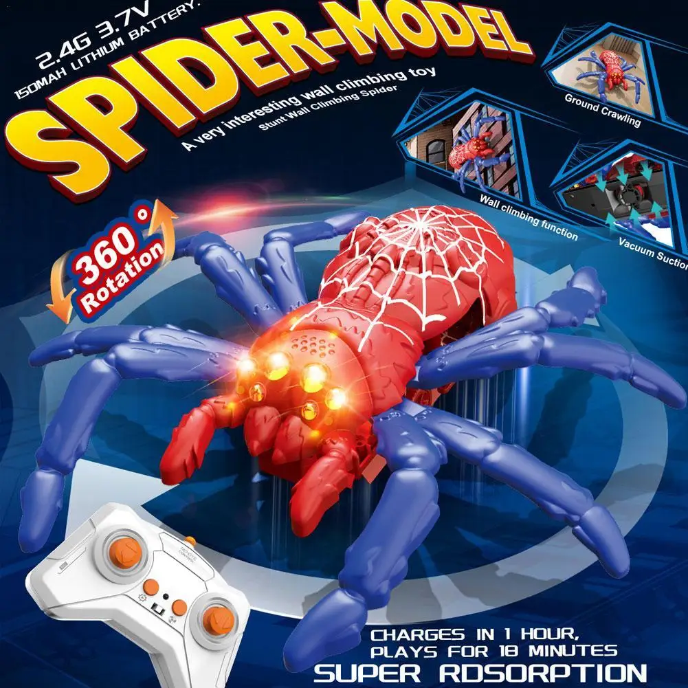 Juguete eléctrico de escalada de pared de araña, juguete de escalada de pared terrestre con control remoto, modelo Animal simulado, juguete para regalo para niños
