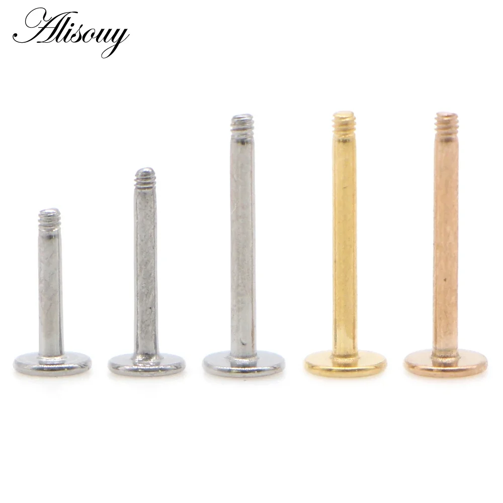 Alisouy 5pcs Stainless Steel Bar Parts Screw Thread Head 16G Labret Post Barbells For Lip Piercing Earring Ear Stud Body Jewelry