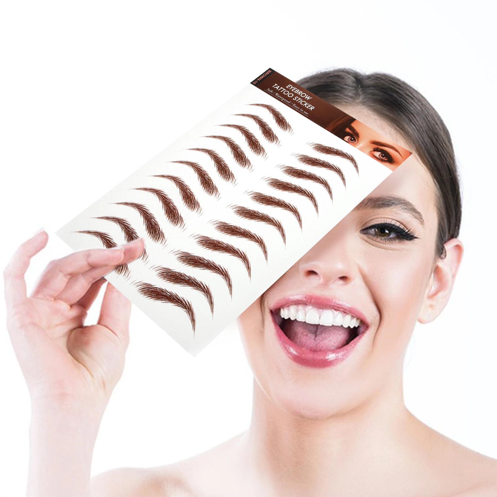 

5pcs Eyebrow Stickers Light Brown Waterproof Shaping Kit Fake Eyebrows Makeup Supplies Long Lasting Material Perfect Match Skin
