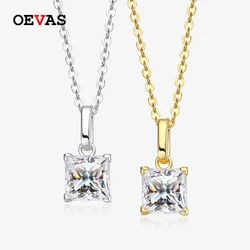 OEVAS 100% 925 Sterling Silver 6*6mm 1.2CT Moissanite Diamond Pendant Necklace Sparkling Wedding Party Fine Jewelry Xmas Gifts