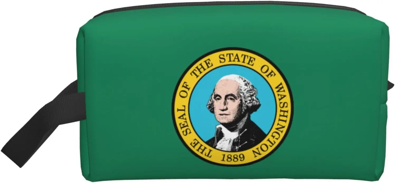 

Washington Flag print Travel Toiletry Bag for Men,Shaving Kit with Large Capacity for Travel Accessories