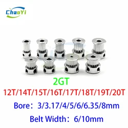 2GT 12/14/15/16/17/18/19/20 Tooth Timing Pulley Bore 3/3.17/4/5/6/6.35/8mm For Belt Width 6/10mm Gears GT2 Synchronous Wheel