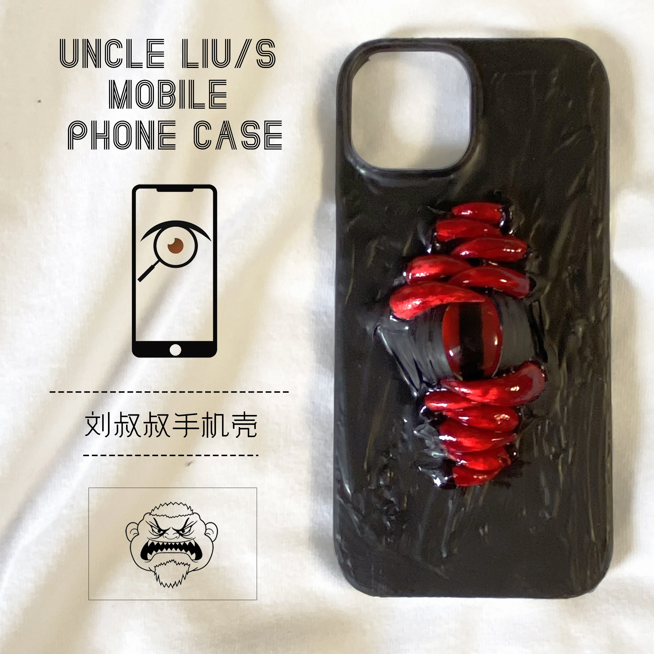 

4133 Handmade 3D Gothic Teeth Demon Eyes Phone Case Cover for iPhone Samsung Xiaomi Huawei Protective Shockproof Hard Art Design