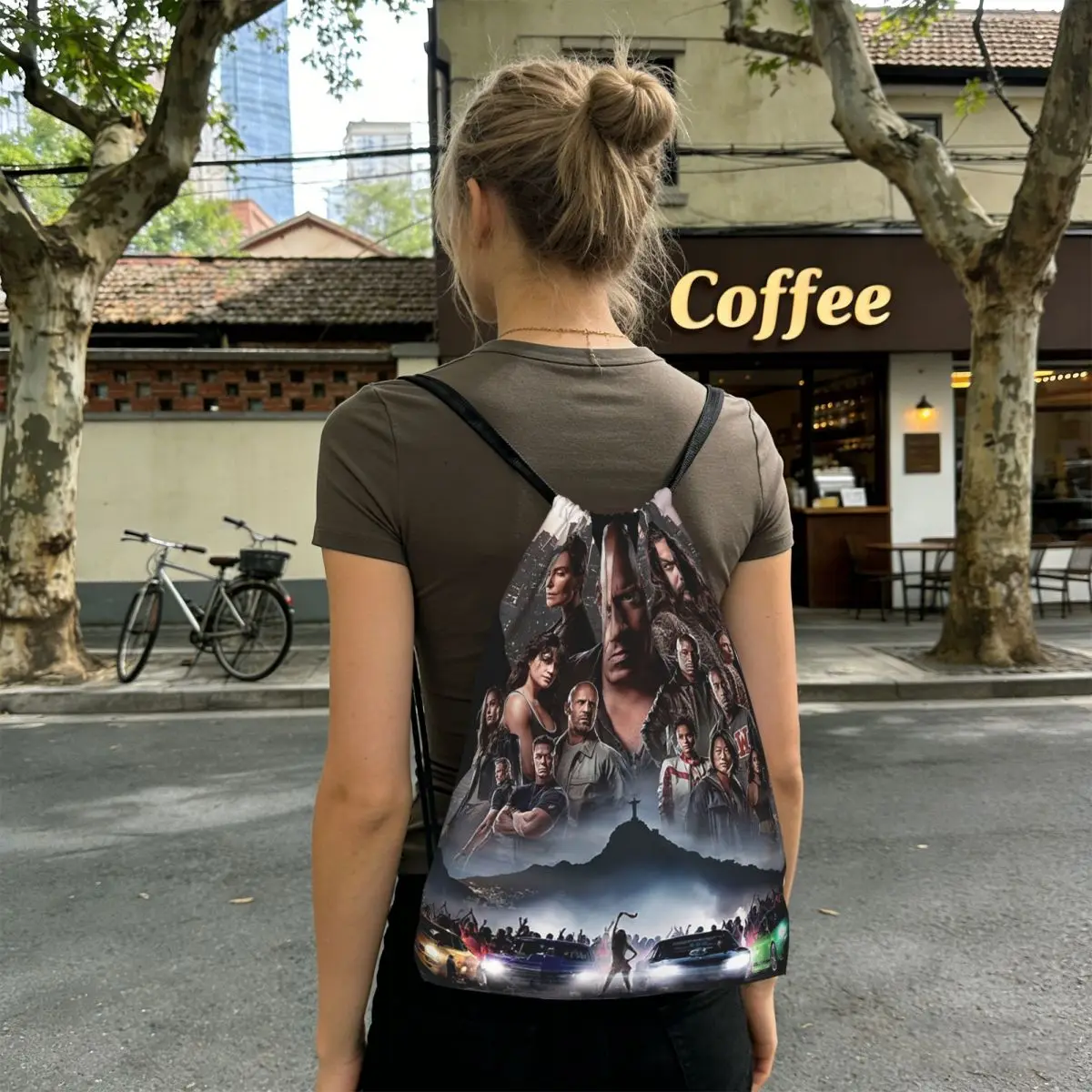 Fast And Furious Movie Vintage Poster Backpacks Casual Drawstring Bundle Pocket Sports Bag Book Bags for Man Woman Students