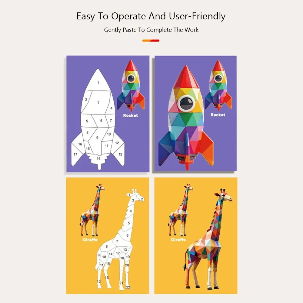 Funny Multicolor Geometric Sticker Puzzle Multi-theme Interaction Game DIY Sticker Cartoon Kindergarden 3D Sticker Puzzle