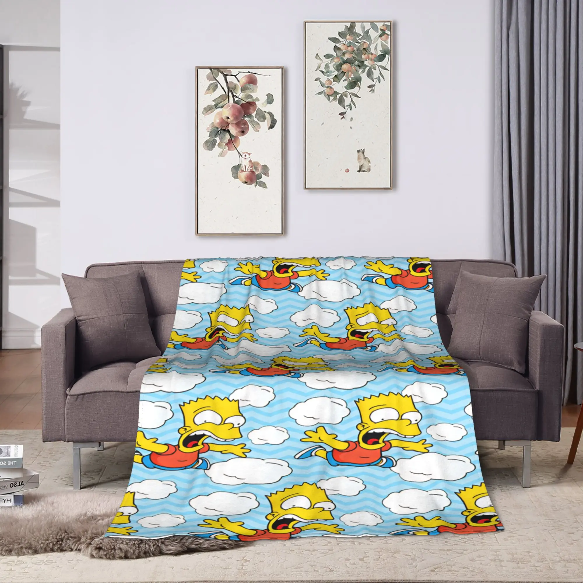 The S-simpsons  Warm Soft Blanket  Camping Plush Throw Blanket Novelty Outdoor Flannel Bedspread Sofa Bed Cover