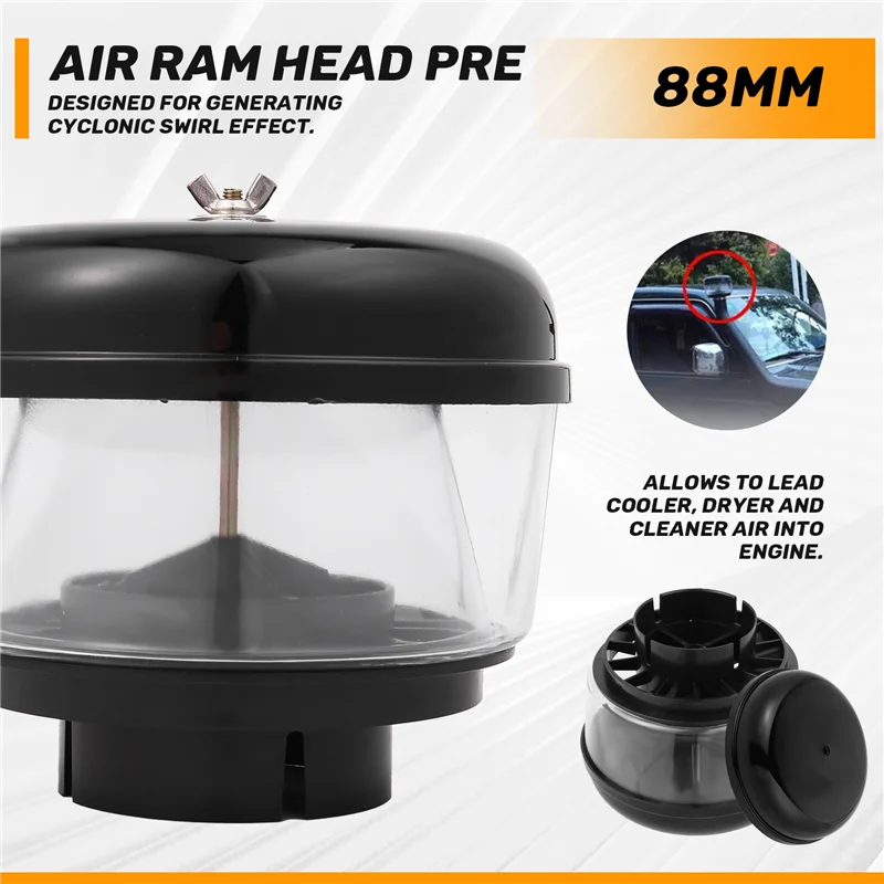 

A77T-Water Trap Snorkel Head Air Ram Head Pre Cleaner Air Flow Car Snorkel Head Snorkel Ram Sand Cup For Toyota Nissans