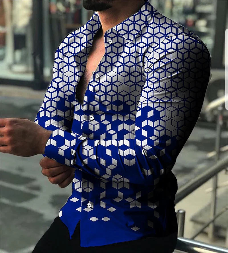 Men\'s Star Sky Printed Long Sleeve Shirt 2023 Fashion Design Luxury Long Sleeve Tops Men\'s Four Seasons Button Lapel Shirts