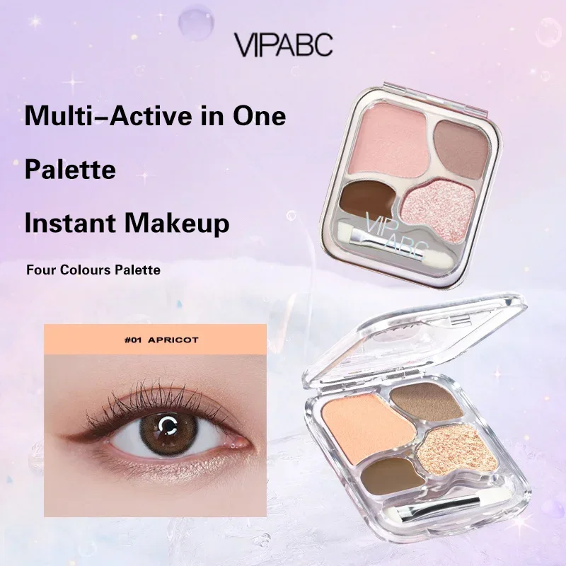 Paleta de sombra de ojos de 4 colores, colorete, delineador de ojos, sombra de ojos, paleta de contorno, maquillaje de ojos, Cosméticos de belleza bonitos