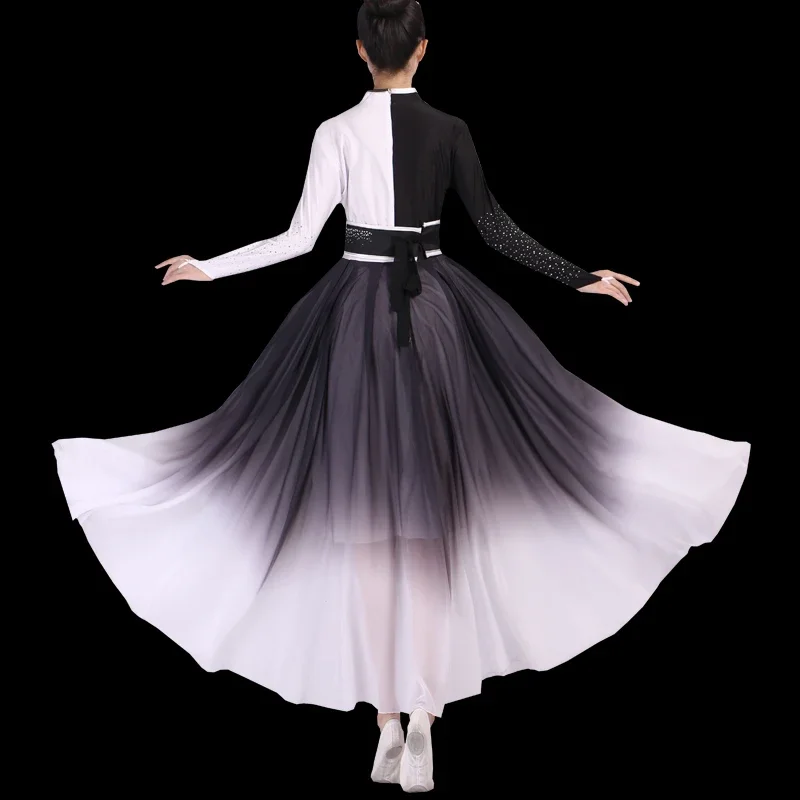 Costume da ballo classico con inchiostro Jiangnan abito da ballo femminile Slim-Fit elegante Fan Dance ombrello Performance di danza