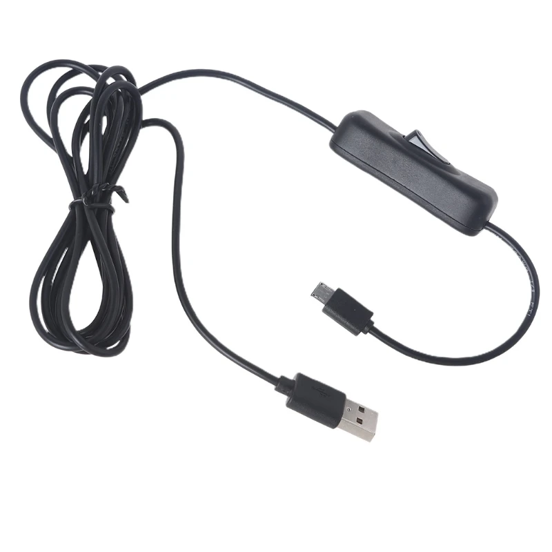 Easy to Operate Safe Black USB to Micro USB Charging Cable with Switch 2 Meters Convenient to Control Various Devices