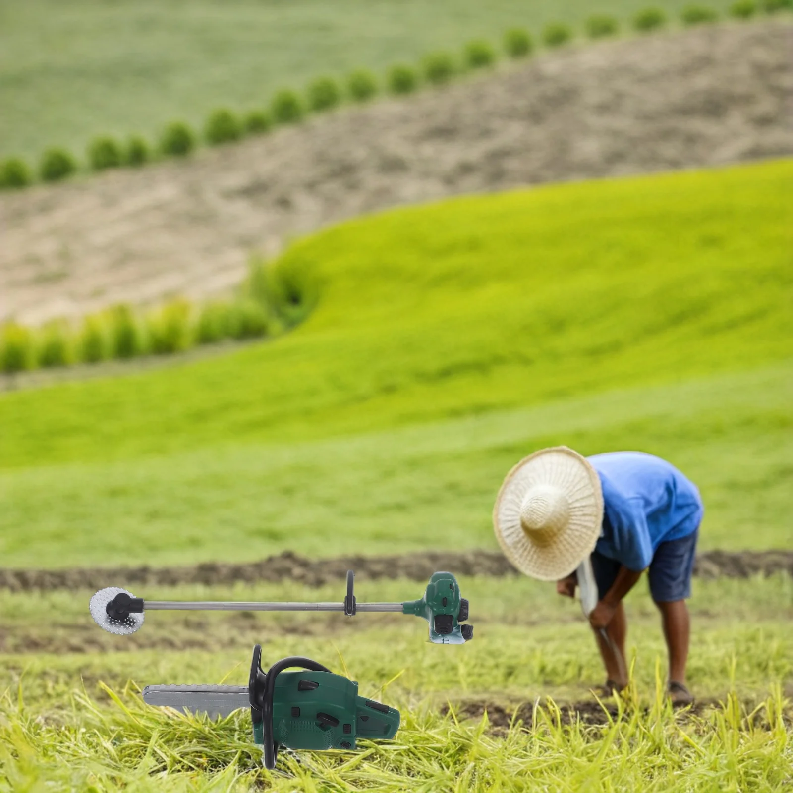 2 個ミニチュアチェーンソー屋外ガーデンツールセットリアルなシミュレーションミニハウスガーデニング造園アクセサリークリエイティブ用