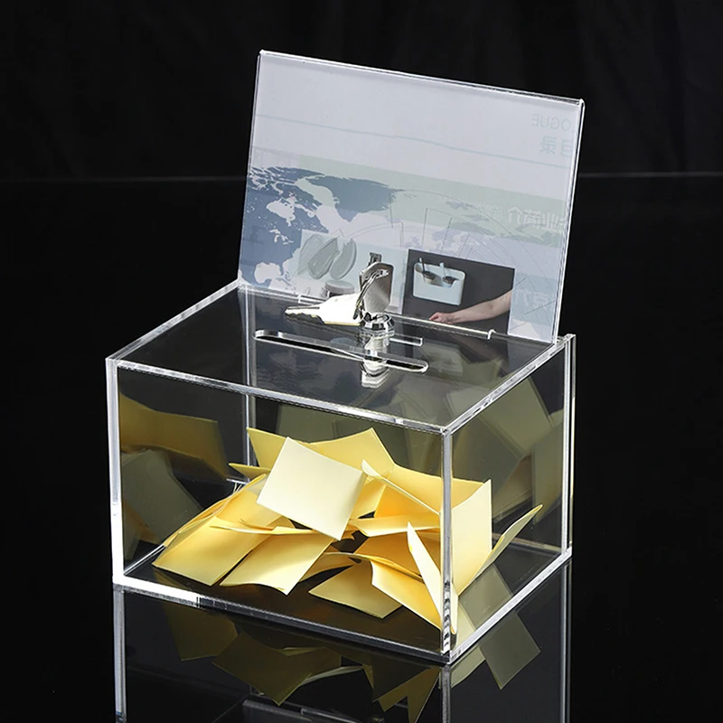 Transparent Acrylic Donation Box Multipurpose Storage Container Portable Suggestion Box With Lock