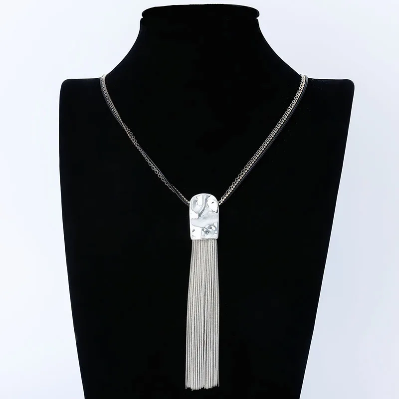 DIY accessories popular women's alloy fringed long fashion jewelry retro simple necklace pendant sweater chain