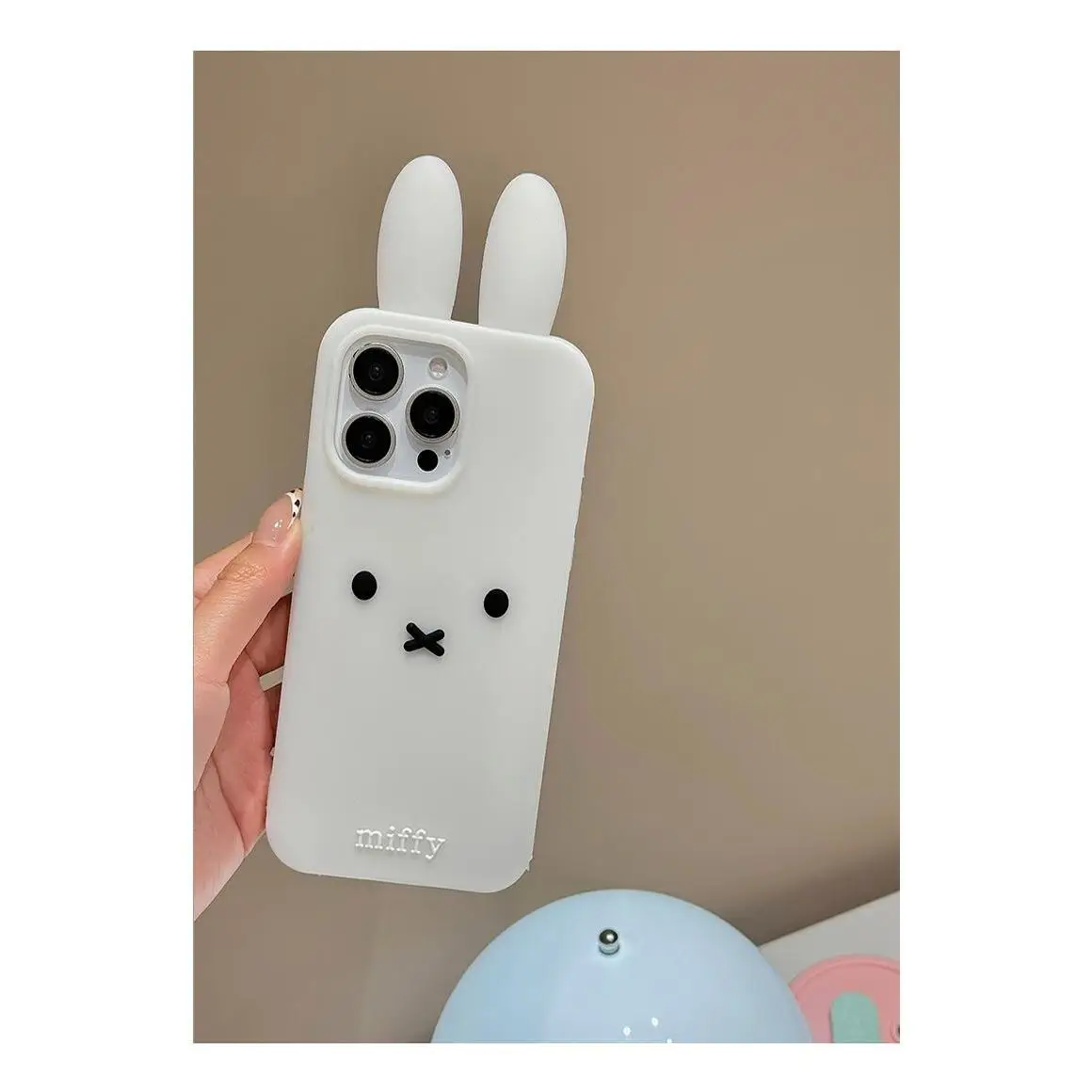 3D Stereoscopic Kawaii Cute Cartoon Miffy Rabbit Phone Case For iPhone 17 16 15 14 13 Pro Max Cases Soft Silicone Back Cover view 5