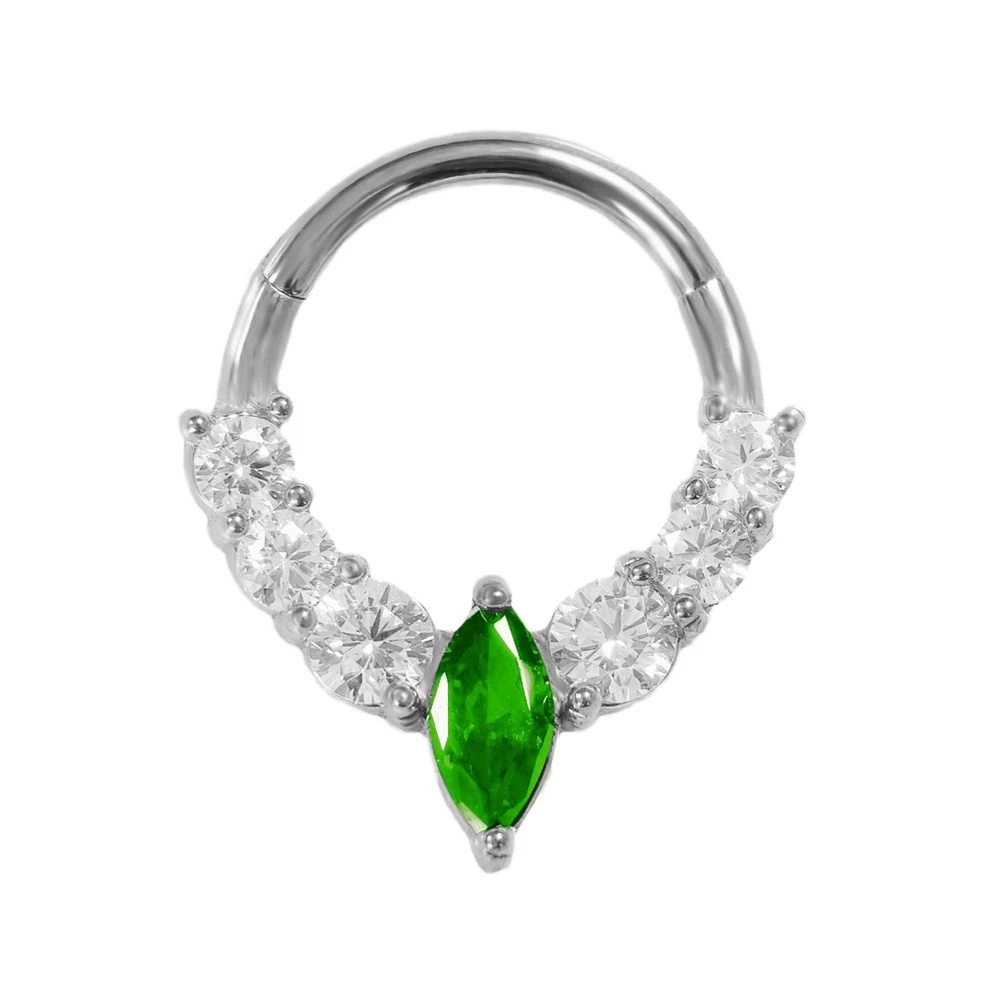 Zircon Clicker Daith Piercing Nose Ring, Surgical Steel