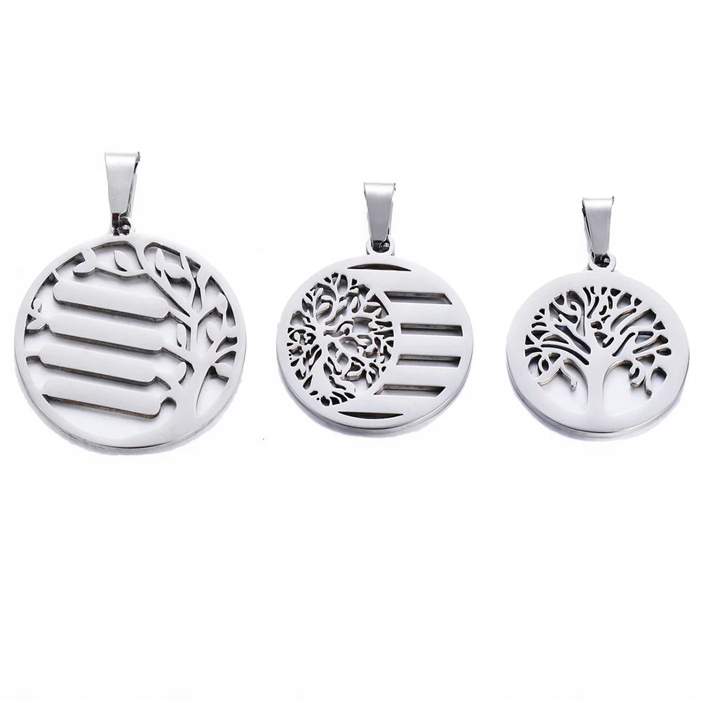 

1pc Stainless Steel Tree of Life Tag Hollow Custom Family Member Name Tree Charm Jewelry Finding DIY Pendants Birthday Gift