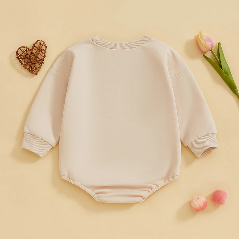 Baby Valentine Sweatshirt Romper Casual Letter Print Long Sleeve Jumpsuit for Newborn Toddler Girl Boy Cute Clothes