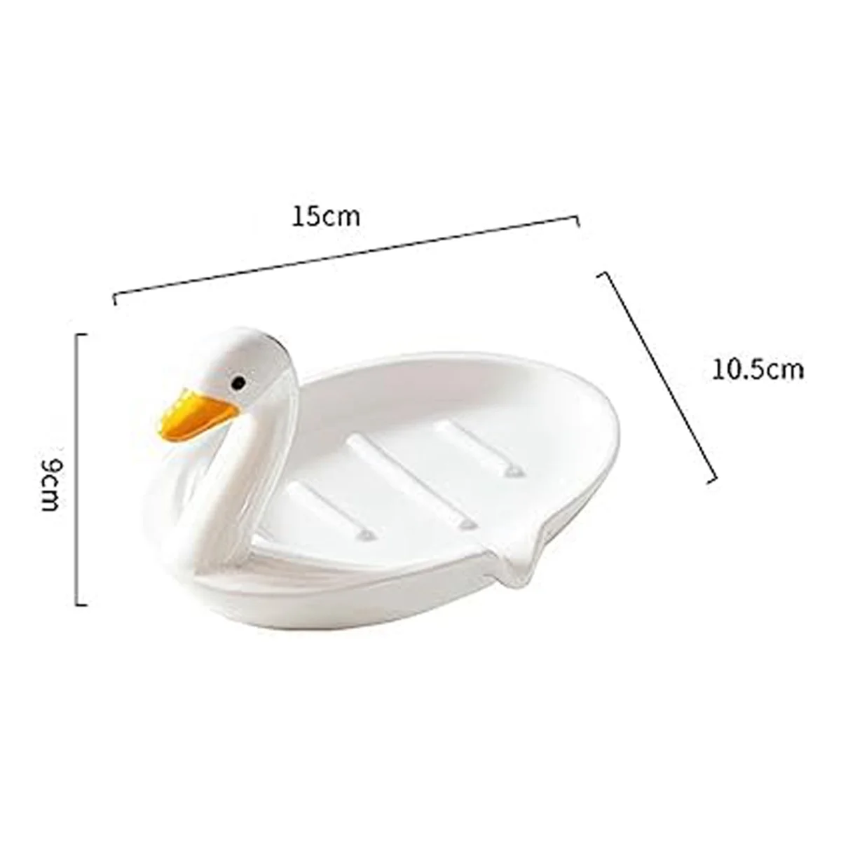 Cute Animal Duck Ceramic Soap Dish Self Draining Soap Holder with Drain for Shower Bathroom Kitchen