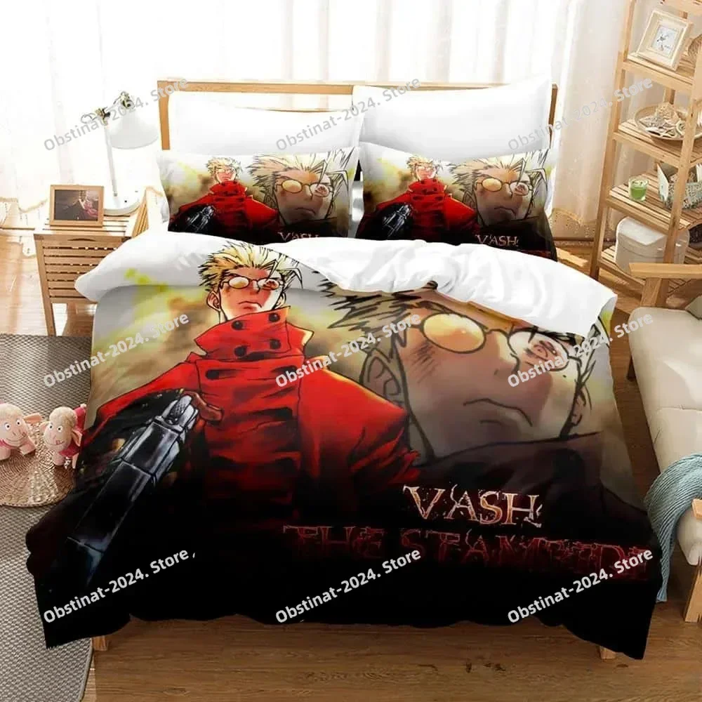 Game TRIGUN STAMPEDE 3D Printing Comforter Bedding Set,Duvet Cover Bed Set Quilt Cover Pillowcase,King Queen Size Bedding Set